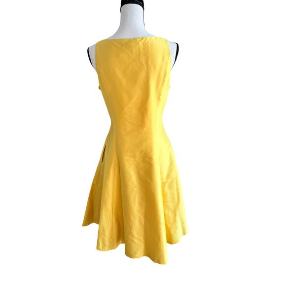 Ralph Lauren Gorgeous 100% Silk Golden Yellow Fit & Flare Dress Women’s Size 10 - Picture 4 of 9